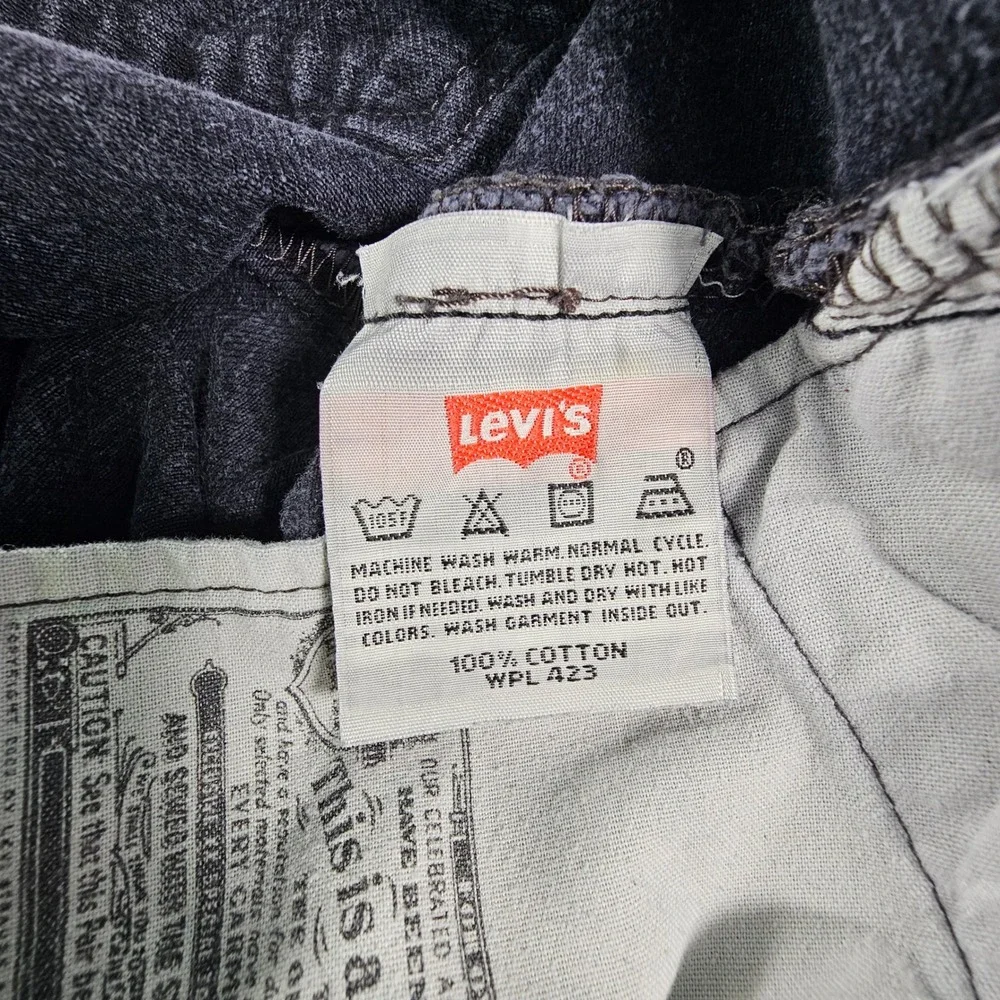 Vintage Levi's 501 Black Denim Jeans 37x26‎ Faded Charcoal Button Fly Y2K 2004